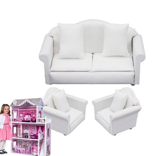 Doll House Couch | 1/12 Skala Miniatur Wohnzimmermöbel | Wohnzimmer Miniatursofa Möbelpuppenhaus Accessoires imaginativ vorgetäuscht, Spielzeug zu Spielen von Berriphonia