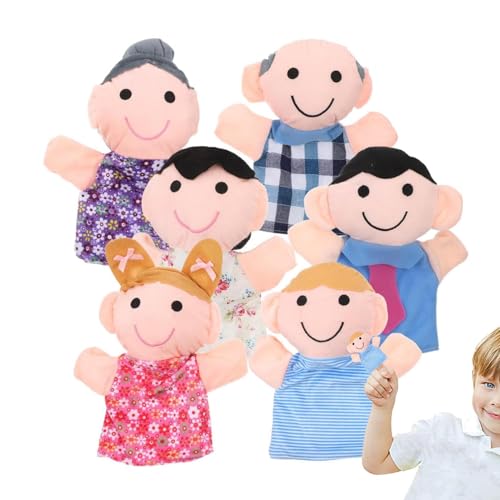 Handpuppen für Kinder - 6x Plüschpuppen für Mitglieder der Cartoon-Familie, Puppentheater für Kinder | Weiche Figuren für Rollenspiele Theaterrequisiten ca von Berriphonia