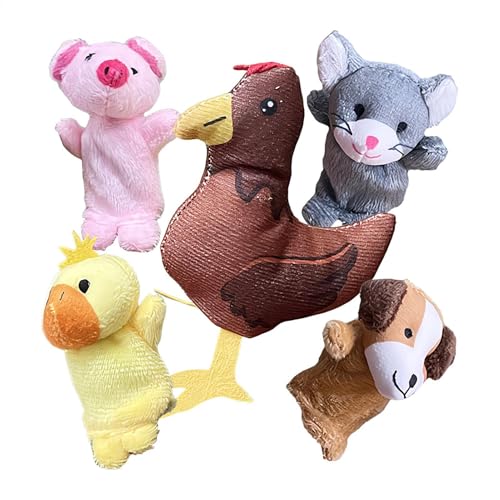 Tierfingerpuppen, mehrfarbige Fingerspielzeug für Kinder Set von 5, Tierpuppen für Osterkorb -Stoffer, Eierfüllers, Schulprämienpartyzubehör von Berriphonia