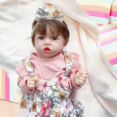 BesBet Puppe Lebensecht, 22Zoll 55Cm Waschbar Reborn Baby Silikon Lebensecht, Geeignet FüR Kinder üBer 3+,A-Girl von BesBet