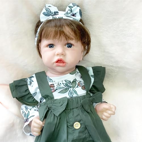 BesBet Reborn MäDchen, 22 Zoll SüSs Reborn Baby Silikon, Spielzeuggeschenk FüR Kinder,C-Girl von BesBet