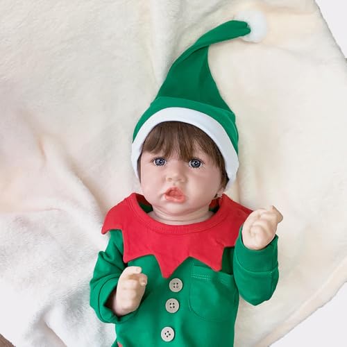 BesBet Silikonpuppe Baby, 22Zoll 55Cm Wasserdicht Reborn Baby MäDchen Süß, Geschenke Um Weihnachten Zu Feiern,E-Girl von BesBet