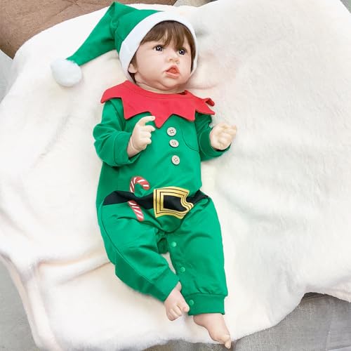 New Born Puppen Echt, 22 Zoll 55 cm Handgemacht Reborn Baby Silikon, Geschenke Um Weihnachten Zu Feiern,E-Girl von BesBet