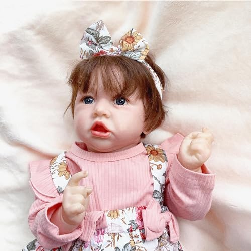 Puppe Neugeborenes, 22 Zoll 55 cm Sehen Sie Echt Aus Silikonpuppen Kinder,A-Girl von BesBet