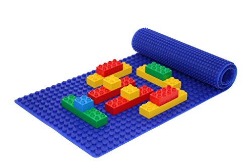 Beslo Hochwertige Baustein Matte aus Silikon I Doppelseitige Bauplatte Groß I Rollbare, Wasserfeste Grundplatte Kompatibel mit Lego Duplo I Flexible Platte BPA-frei, 30,5 x 80,5 cm Blau von Beslo