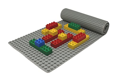 Beslo Hochwertige Baustein Matte aus Silikon I Doppelseitige Bauplatte Groß I Rollbare, Wasserfeste Grundplatte Kompatibel mit Lego Duplo I Flexible Platte BPA-frei, 30,5 x 80,5 cm Grau von Beslo