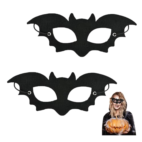 2 Stück Halloween Maske Kinder,Fledermaus Masken Schwarz,Erwachsene Mask Batman Kostüm,Schwarze Vampir Fledermäuse Augenmaske Accessoires,Fledermausmaske Halloween-Filz-Masken,für Adult Kind Maskerade von Besmrpg