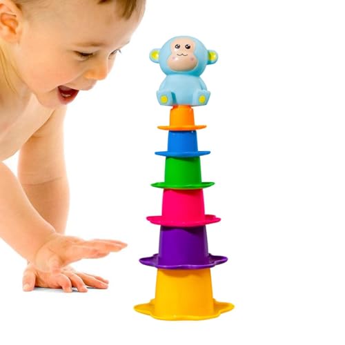 Besreey Baby Stacking Cups Bad Spielzeug, Stapelbabys Babyspielzeug | Regenbogennistbecher,Baby -Stapelwasserspielzeug für Kinder, Mädchen, Freunde, Familie von Besreey