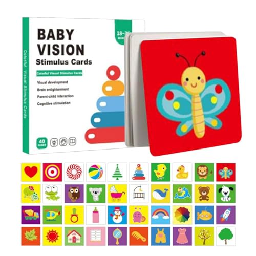 Besreey Baby Vision Stimulationskarten, visuelle Stimulation für Babys - Hohe Kontrast Kleinkind -Lernkarten | Visuelle Stimulation Lernaktivität Flashkarte für Kinder 0-3 von Besreey