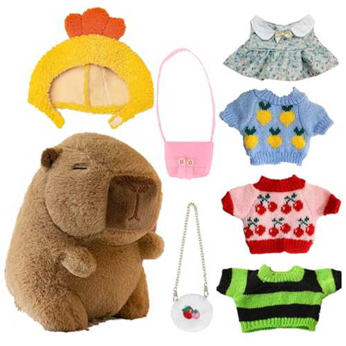 Besreey Capybara Plüsch, Capybara Stofftier, Süße mit Kopfbedeckung Plüschpuppe Winterspielzeug, Niedliche Kuscheltiere zum Anziehen, Plüschtiere, Cartoon-Capybara-Stofftiere mit Outfits für Besreey Capybara Plüsch, Capybara Stofftier, Süße mit Kopfbedeckung Plüschpuppe Winterspielzeug, Niedliche Kuscheltiere zum Anziehen, Plüschtiere, Cartoon-Capybara-Stofftiere mit Outfits für von Besreey