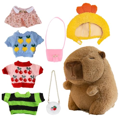 Besreey Capybara Plüsch, Capybara Stofftier | mit Kopfbedeckung 4 Kleidung & Accessoires - Lustiges Cartoon-Capybara-Stofftier mit Outfits, weiches, entzückendes Besreey Capybara Plüsch, Capybara Stofftier | mit Kopfbedeckung 4 Kleidung & Accessoires - Lustiges Cartoon-Capybara-Stofftier mit Outfits, weiches, entzückendes von Besreey