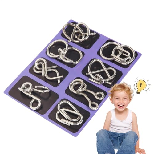 Besreey Drahtpuzzle-Set - 8-teiliges Metalldraht-Puzzle, IQ-Test, Dekompressionsspielzeug, magisches Spielzeug - Iron Link Unlock Interlock Spiel Brain Teaser Smooth Metal Wire Puzzle für von Besreey