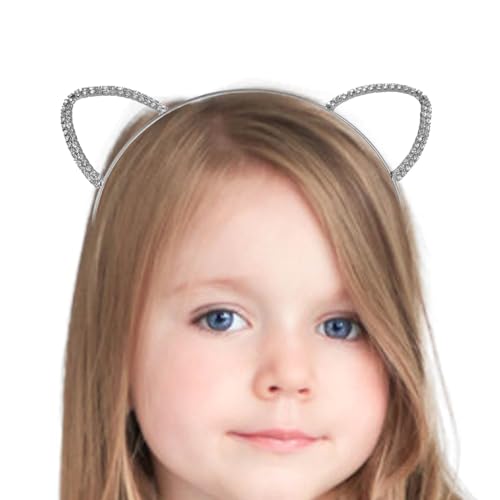 Besreey Katzenohren Stirnband Kinder, Katzenohren Stirnband | Strass -Glitzer -Katzenohren Stirnband,Cosplay -Accessoires Foto -Requisiten, Haarband Tier Kopfstück für Frauen Mädchen verkleiden sich von Besreey