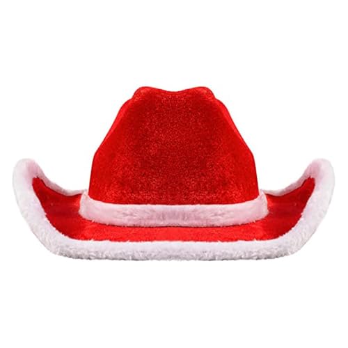 Besreey Mädchen-Santa-Cowgirl-Mütze,Weihnachtsmann-Cowgirl-Mütze | Weihnachtsmannmütze Weihnachten - Unisex-Cowboy-Cowgirl-Anziehmütze für Weihnachtskostümpartys von Besreey