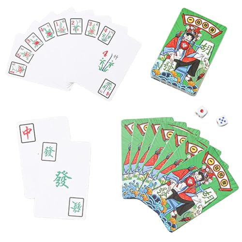 Besreey Mahjong-Karten-Familienspiel, chinesisches Mahjong-Kartenspiel | Wasserdichtes klassisches Mahjong-Spielkarten-Brettspiel - Tragbare Mah-Jongg-Karten für Abendunterhaltung, Grillabende, von Besreey