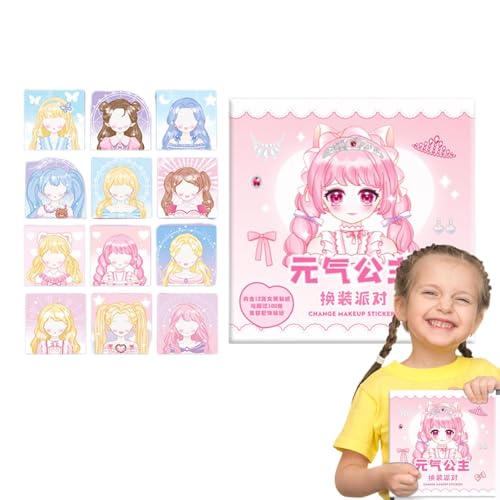 Besreey Make-up-Show-Stickerbuch, schöne Prinzessinnen-Stickerspielzeuge - Kinder-Prinzessin-Make-up-Aufkleber - Wiederverwendbares, wunderschönes Prinzessinnen-Spielaufkleber-Set für Mädchen, Kinder, von Besreey