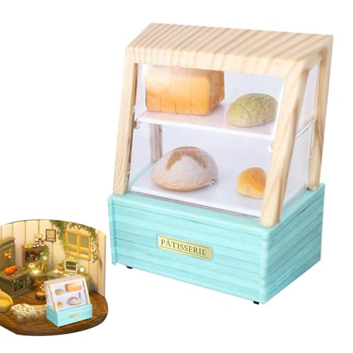 Besreey Miniatur -Brotschrank, Miniaturbäckerei Displayschrank - 1:12 Skala Oden Bread Cabinet,Puppenhaus Lebensmittelausstellungsmodell für Freunde Familie Kinder von Besreey