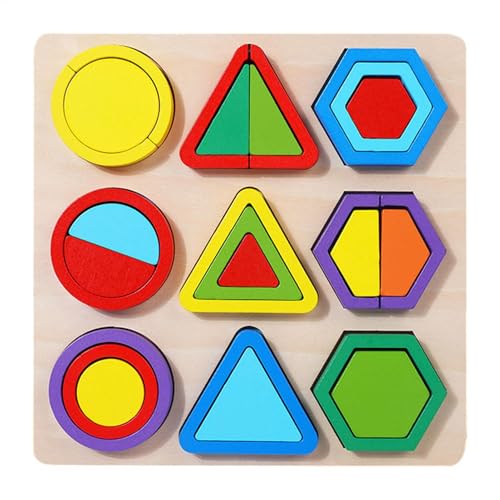 Besreey Multi Form Holzpuzzle,Geometrisches Form-Puzzle-Spielzeug aus Holz für Kleinkinder | Lernblock Sensory Shape Sorter Spielzeug für tolle Geschenke von Besreey