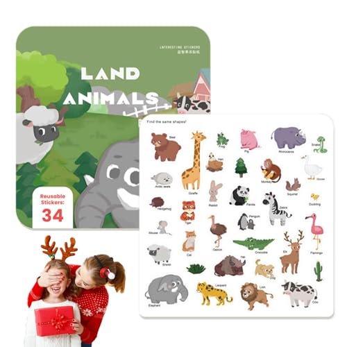 Besreey Pädagogische Stickerbücher, wiederverwendbares Stickerbuch,Multifunktionales Lernspielzeug für Kinder - Niedliche Früherziehungsspielzeuge, lustige Lernaktivitäten für Kinder im Alter von 0–3 von Besreey