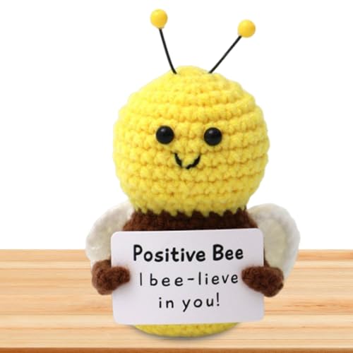 Besreey Positive Häkel-Bienenpuppe,Lustige Häkel-Bienenpuppen - Handgemachter emotionaler süßer Bienenfreund,Lustige gestrickte Sachen zur emotionalen Unterstützung, Gurkenkartoffel für Erwachsene, von Besreey