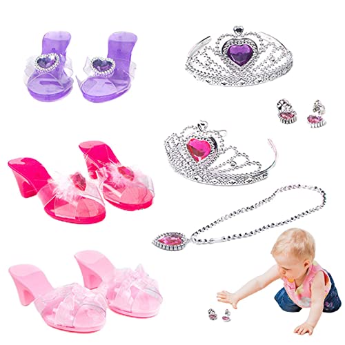 Besreey Prinzessin Schuhe Mädchen | Prinzessin Dress Up Schuhe | Prinzessinnen Anziehschuhe Rollen | Spielschuhe Und Schmuck | Role Collection Schuhe Set Geschenkset von Besreey