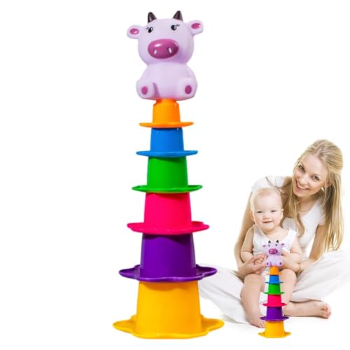 Besreey Regenbogenstapelbecher, Babybadspielzeug - Regenbogennistbecher | Baby -Stapelwasserspielzeug für Kinder, Mädchen, Freunde, Familie von Besreey