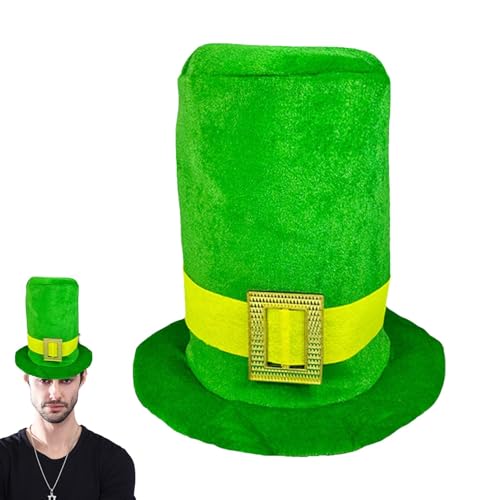 Besreey St. Patricks Day Hut, grüner Zylinder - Grüner Kobold-Zylinder mit Schnalle,St. Patricks Day Kostümzubehör Kobold Zylinder für St. Patrick, Weihnachten von Besreey