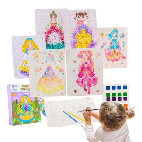 Besreey Stoff Poking Craft Kit, Pünktungsmalerei für Kinder - Bildungsbetreuungsbuch | Punktionsmalerei Kunst Regenbogenpapierhandwerk für Kinder 3-8 Jahre alt von Besreey