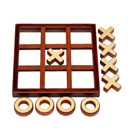 Besreey Tic-Tac-Toe-Spiel, Noughts & Crosses Board XOXO Familie Kinder Erwachsene Spielen auf Couchtisch, Noughts and Crosses Table Family-Games Couchtischdekoration zum Spielen in der Box-Strategie von Besreey