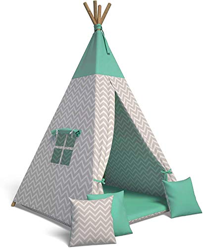 Best For Kids - Tipi Zelt für Kinder | Spielzelt Kinder Indoor | Spielzelt mit Weiche Kissen | Langlebig Indianerzelt für Kinder | Kinderfreundlich Tippi Kinderzelt Indoor | Tipi Zelt Kinderzimmer von Best For Kids