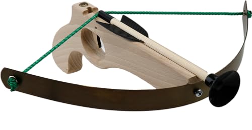 BestSaller 12129 Holz Armbrust klein mit Stahlbogen ca. 25 cm, inklusive 3 Bolzen 1213 ca. 18 cm, Natur, 4-teilig (1 Set) von BestSaller