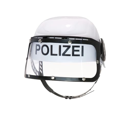 BestSaller 1419 Kinder-Polizeihelm mit klappbarem Visier aus Kunststoff, weiß/schwarz von BestSaller