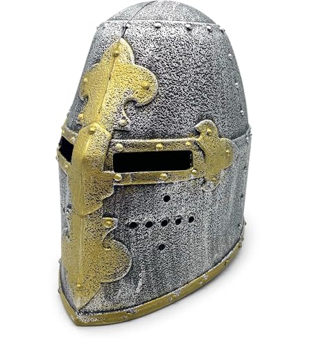 BestSaller 1422 Kinder-Ritterhelm mit Topfhelm Bourbonische Lilie, Ritter und Templer aus Kunststoff von BestSaller