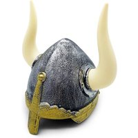 BestSaller 1427 - Wikingerhelm für Kinder, Ritterhelm mit abnehmbaren Hörnern, Silber/Gold von BestSaller