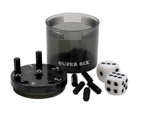 BestSaller 3013 SUPER SIX Würfelspiel ABS Kunststoff, auch für die Reise, 36 Spielstäbchen & 2 Würfel, schwarz von BestSaller