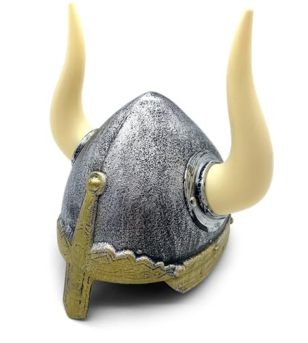 BestSaller Kinder-Ritterhelm Wikinger aus Kunststoff Silber/Gold mit abnehmbaren Hörnern von BestSaller