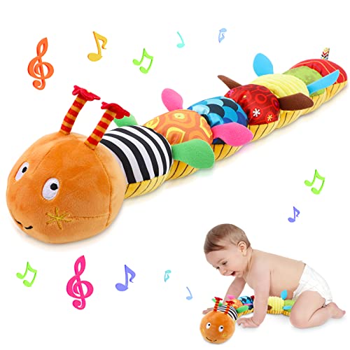 Bestcool Baby Spielzeug Musikalisches Plüschtier, Raupe Plüschtier Spielzeug mit Knarren Rasseln Texturen für Babys 0-3-6-12 Monate Neugeborenes Junge Mädchen Kinder Weihnachten Geschenk von Bestcool