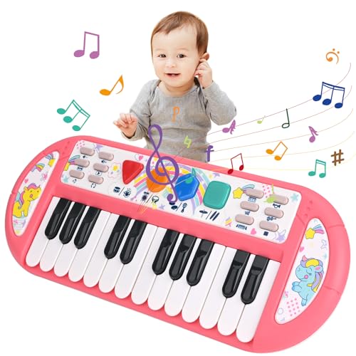 Klavier Keyboard Spielzeug für Junge Mädchen, Bestcool Multi-Funktions Musikspielzeug mit Licht Aufnahme & Wiedergabe Kinder Musikinstrument Keyboard Babyspielzeug für Geburtstag 3+ (Rosa) von Bestcool