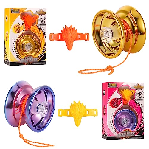 2 Pack JoJo Professionelles für Kinder/Erwachsene, Responsive Aluminium Yoyo für Kinder, Zwei Sätze von Lagern, Profi Unresponsive Yoyo mit Bestien-Ring für Anfänger und professionelle Spieler von Bestomrogh