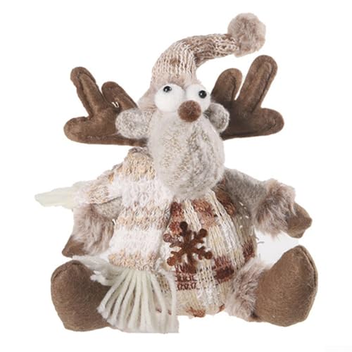 Besttoolifes Weihnachtliche Plüsch-Schneemann-Puppe, gestrickter Elch, Schneemann, Weihnachtsschmuck, stilvoller Plüsch-Schneemann mit gestricktem Zubehör für festliches Wohn-Styling (Elch) von Besttoolifes