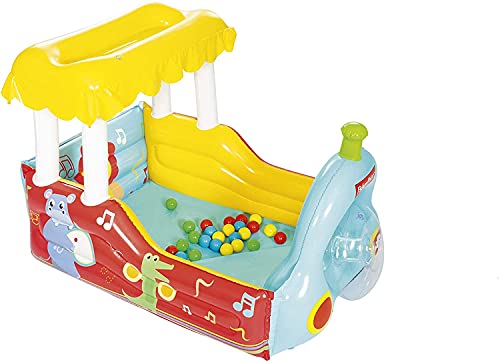 Bestway Fisher-Price aufblasbare Dampflok mit Bällebad inklusive 25 bunten Spielbällen, 132x94x89 cm, bunt von Bestway