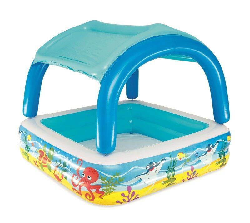 Bestway Planschbecken mit Sonnenschutz 147, Blau, Kinderpool von Bestway