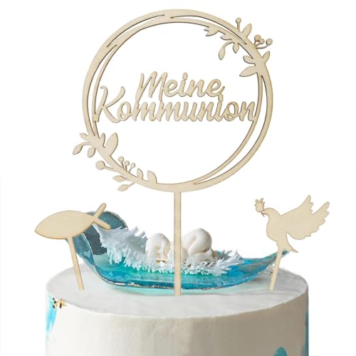 Cake Topper Kommunion Holz Meine Taufe Kuchen Dekoration Personalisiert Tortendeko Konfirmation Erstkommunion Tortenstecker Torten Topper Kuchendeckel für Taufe Junge Mädchen von Bestwishing