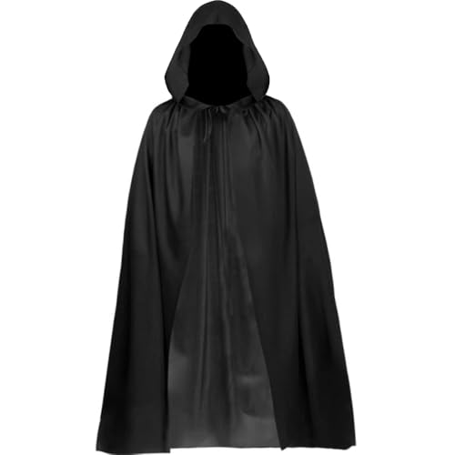 Schwarzer Kapuzenumhang Halloween Kostüm Umhang mit Kapuze Schwarzer Umhang Verkleidung Vampir Kostüm Cape Kostüm Jedi Mantel Darth Vader Umhang für Erwachsene Unisex von Bestwishing