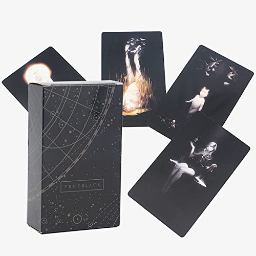 Hengqiyuan Tarotkarten Deck, 78 Original Tarotkarten Wahrsagespiel, Tarot Deck Standardgröße 4,72" x 2,75", Schwarz von Hengqiyuan