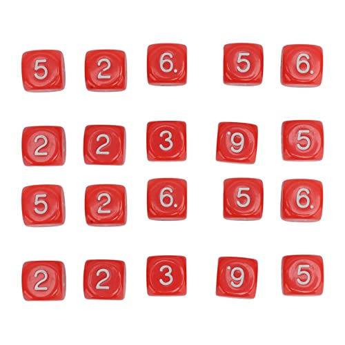 20PCS 6 Sided Number Dice, Reusable Plastic 16mm Round Corner Polyhedral Dice Set Polyhedra Dice,Playing Game Dice Classroom Dice for Numeral Teaching Board Games (Red) von Beufee