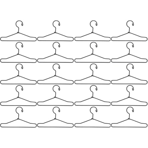 20Pcs Puppe Kleiderbügel Metall Miniatur Mini Nette Cartoon Schrank Decor Zubehör Schwarz (65 mm) von Beufee