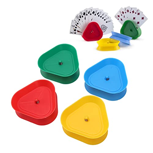 Beufee 4 Stück Spielkartenhalter, Kartendeck-Halter, Kartenspielhalter, dreieckige Karten, Spielhalter, kleine Hände, Kartenablage für Kinder, Senioren von Beufee