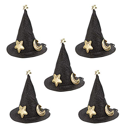 Beufee Halloween-Haarspangen, 5 Stück, Hexenhut-Haarspangen, niedliche Haarspangen, Mini-Zylinder-Haarspangen, kleine Hut-Haarnadeln für Frauen und Mädchen, Halloween, 7,1 x 8,9 cm von Beufee