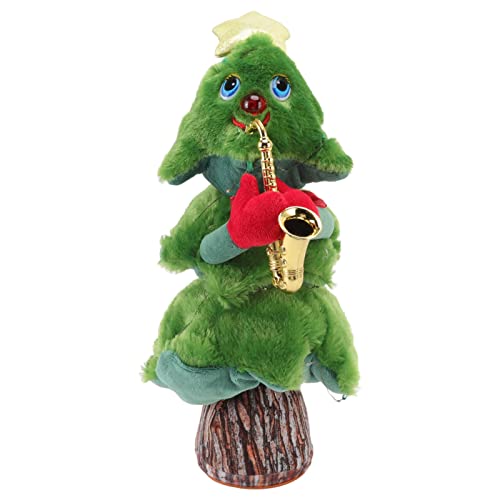 Beufee Singender, Tanzender Weihnachtsbaum, Weihnachten, 8 Lieder, elektrischer Weihnachtsbaum, Stofftier, Tanzender Plüsch-Weihnachtsbaum für Weihnachtsbaumspielzeug (Saxophone Stump Christmas Tree) von Beufee